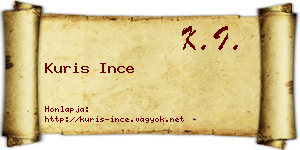 Kuris Ince névjegykártya
